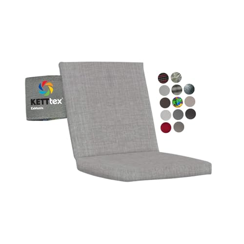 KETTtex Comfort Auflage Niederlehner Silbergrau I Gartenstuhl Polster 100x50x4cm I KTH2 Sitzauflage weich & robust I Wetter- & formbeständige Stuhlauflage I pflegeleichtes Sitzkissen I Dessin 8643 von KETTtex EXKLUSIV