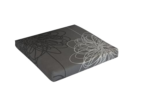 KETTtex EXKLUSIV® Comfort Auflage Hocker I anthrazit floral I Hocker Polster 48x48x7cm I KTH2 Comfort Hockerauflage I weich & hautfreundlich I robuste Hockerauflage I pflegeleichtes Hockerkissen von KETTtex EXKLUSIV