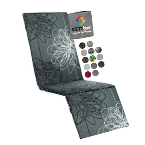 KETTtex EXKLUSIV Auflage Basic-Relaxsessel Anthrazit Floral I Gartenstuhl Polster 170x50x4cm I KTH2 Sitzauflage weich & hautfreundlich I robuste Stuhlauflage atmungsaktiv I Dessin 8519 von KETTtex EXKLUSIV