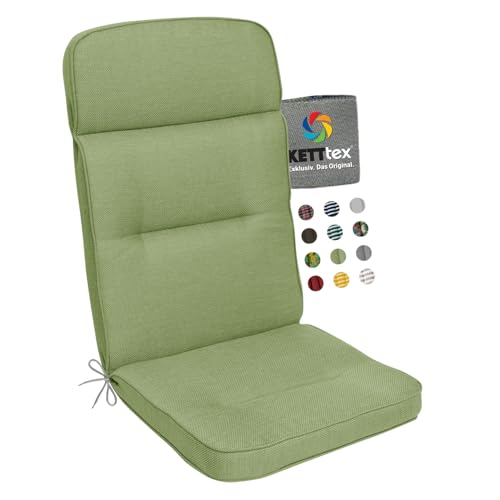 KETTtex EXKLUSIV Auflage Hochlehner Grün I Gartenstuhl Polster 123x50x9cm I KTH3 Sitzauflage weich & robust I Stuhlauflage atmungsaktiv I Sitzkissen hautverträglich I Dessin 2632 von KETTtex EXKLUSIV