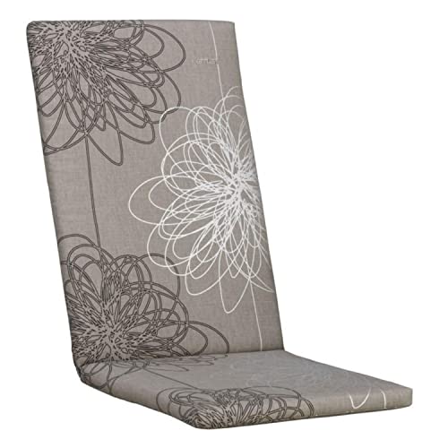 KETTtex EXKLUSIV Auflage Hochlehner Taupe Floral I Gartenstuhl Polster 123x50x4cm I KTH2 Sitzauflage weich & hautfreundlich I robuste Stuhlauflage I pflegeleichtes Sitzkissen I Dessin 8773 von KETTtex EXKLUSIV