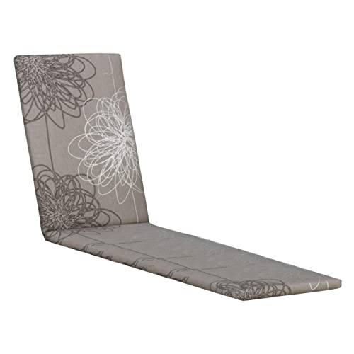 KETTtex EXKLUSIV Auflage Liege Taupe-Floral I Gartenliege Polster 200x60x4cm I KTH2 Liegenauflage weich & hautfreundlich I robuste Liege-Auflage I pflegeleichtes Liegekissen I Dessin 8773 von KETTtex EXKLUSIV