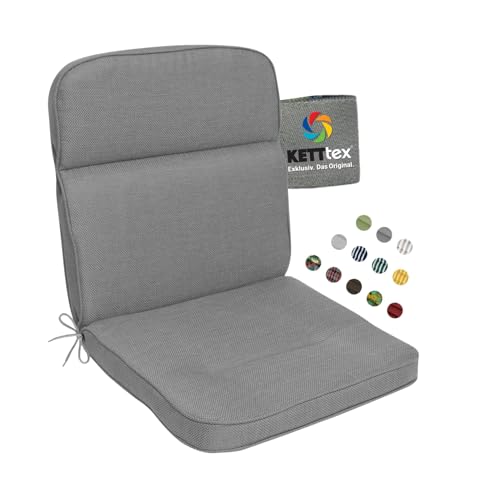 KETTtex EXKLUSIV Auflage Niederlehner Grau I Gartenstuhl Polster 100x50x7cm I KTH3 Sitzauflage weich & robust I Stuhlauflage atmungsaktiv I Sitzkissen hautverträglich I Dessin 2631 von KETTtex EXKLUSIV