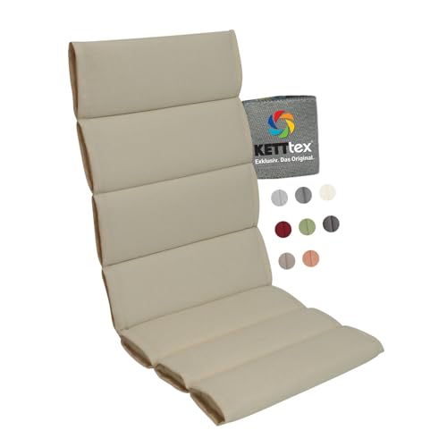 KETTtex EXKLUSIV Comfort Plus Auflage Hochlehner Creme I Gartenstuhl Polster 120x50x5/3cm I KTH1 Sitzauflage weich & robust I Stuhlauflage UV-beständig I Dessin 2334 von KETTtex EXKLUSIV