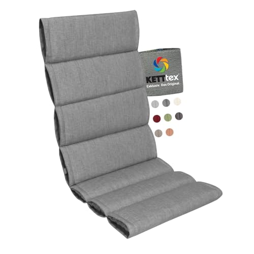 KETTtex EXKLUSIV Comfort Plus Auflage Hochlehner Silbergrau I Gartenstuhl Polster 120x50x5/3cm I KTH1 Sitzauflage weich & robust I Stuhlauflage UV-beständig I Dessin 8643 von KETTtex EXKLUSIV