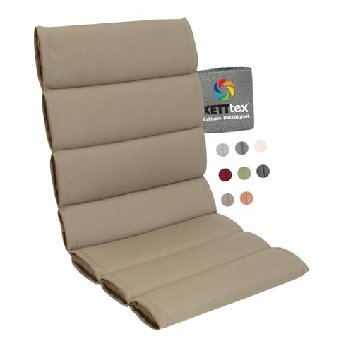 KETTtex EXKLUSIV Comfort Plus Auflage Mittellehner Taupe/Champagner I Gartenstuhl Polster 106x50x5/3cm I KTH1 Sitzauflage weich & robust I Stuhlauflage UV-beständig I Sitzkissen I Dessin 2314 von KETTtex EXKLUSIV