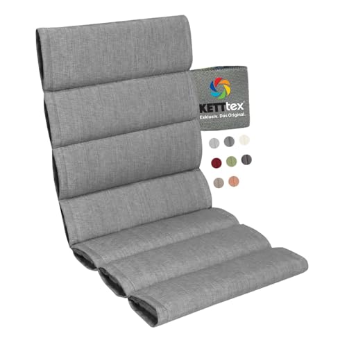 KETTtex EXKLUSIV Comfort Plus Auflage Niederlehner Silbergrau I Gartenstuhl Polster 100x50x5/3cm I KTH1 Sitzauflage weich & robust I Stuhlauflage UV-beständig I Sitzkissen I Dessin 8643 von KETTtex EXKLUSIV