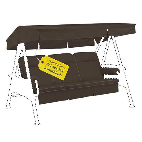 KETTtex EXKLUSIV Hollywoodschaukel Auflage Dunkelgrau 56/64x180x8cm I Schaukelauflage UV-beständig mit Dach I Atmungsaktive Schaukel-Auflage I Dessin 8692 von KETTtex EXKLUSIV