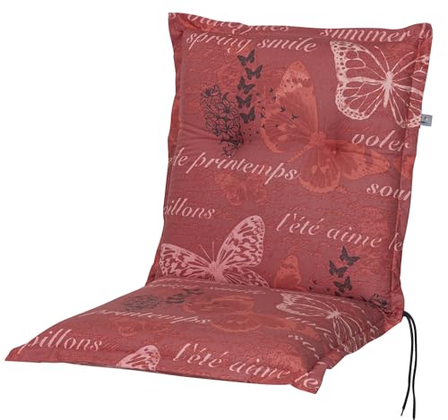 KETTtex 2386 Auflage Niederlehner Bali extra rot Schmetterlinge 100x50x8 cm Sitzpolster von KETTtex