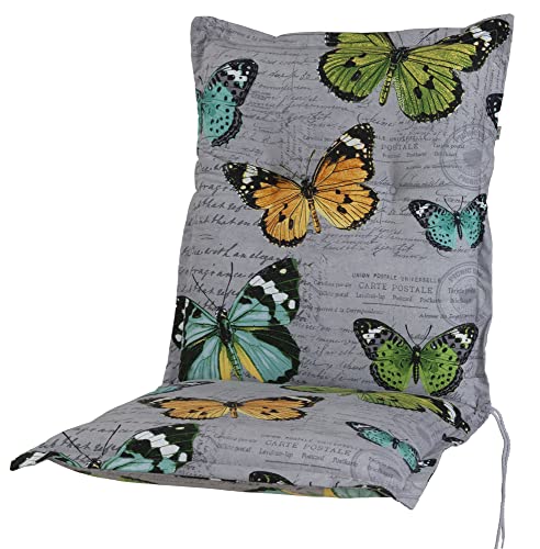 KETTtex 2467 Auflage Niederlehner Bali extra hellgrau Schmetterlinge 103x50x8 cm Sitzpolster (ohne Stuhl) von KETTtex