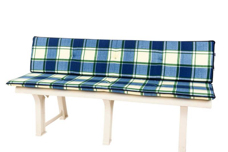 KETTtex Bankauflage Gartenbank Elba 2-teilig 150 cm 2163 blau kariert KETTtex, (1 St), mit Bindebändern von KETTtex