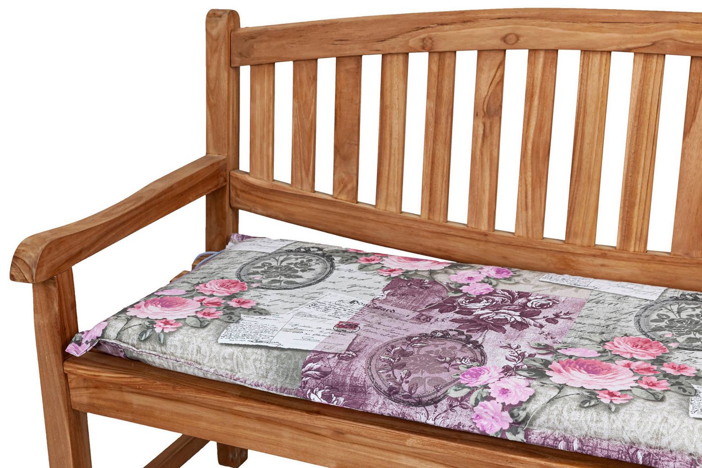 KETTtex Bankauflage Gartenbank Florence 120 cm 0798 rosa-grau Blumen Landhaus KETTtex, (1 St) von KETTtex