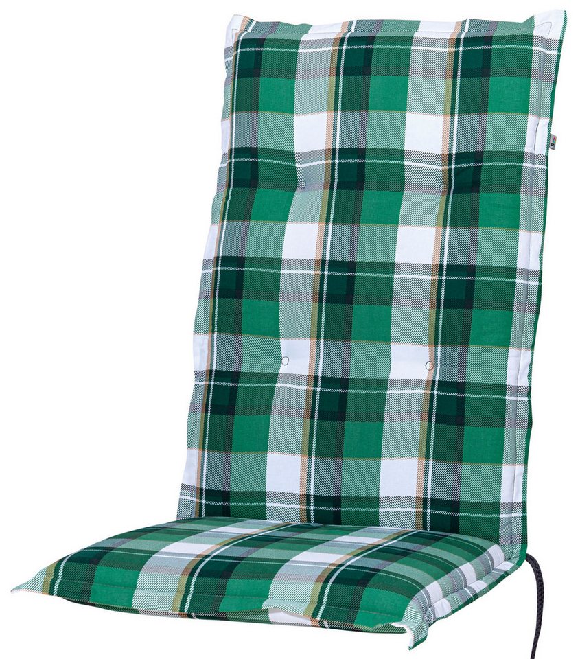 KETTtex Hochlehnerauflage Auflage Hochlehner Milano 2397 grün-weiß kariert 120x49x6 cm KETTtex, (1 St), Halteband verstellbar mit Bindebändern von KETTtex