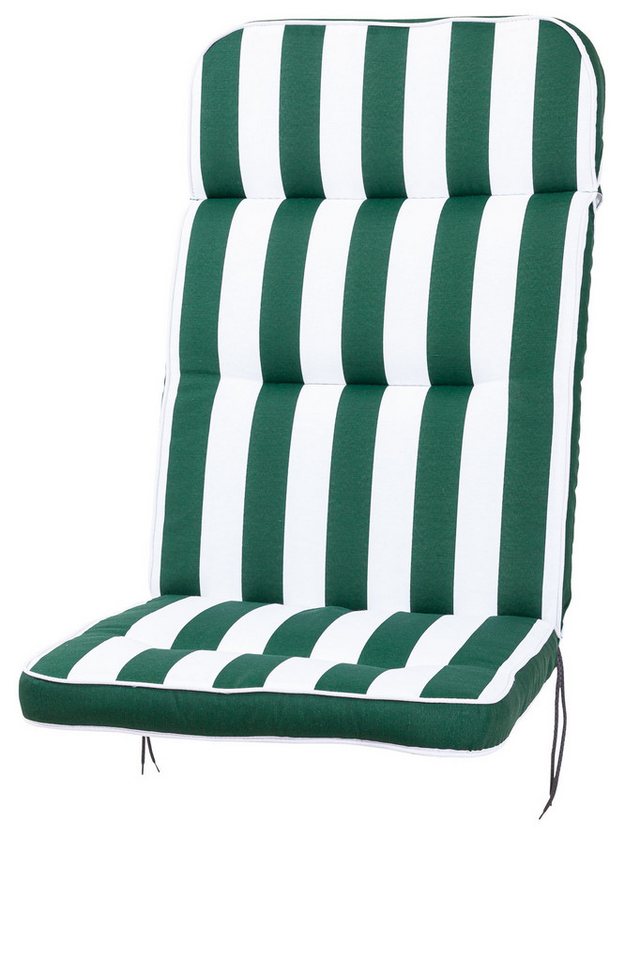 KETTtex Hochlehnerauflage Hochlehner Alicante 2154 grün-weiß Blockstreifen 120x50x7 cm KETTtex, (1 St), Halteband verstellbar mit Bindebändern von KETTtex