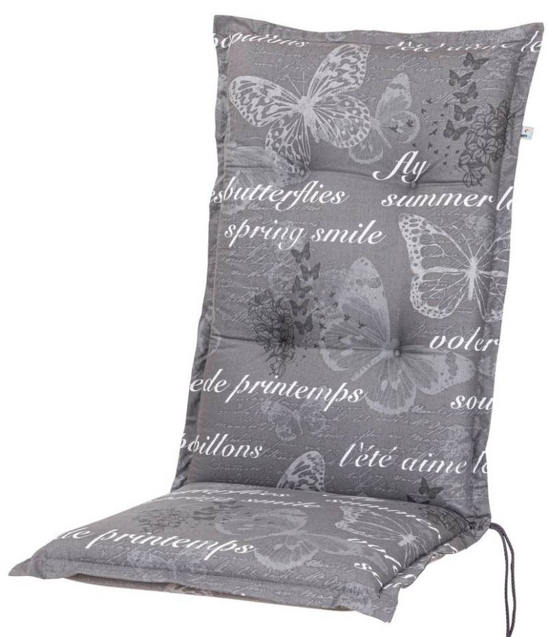 KETTtex Hochlehnerauflage Hochlehner Bali 2385 grau Schmetterlinge 120x49x8 cm KETTtex, (1 St), Halteband verstellbar mit Bindebändern von KETTtex