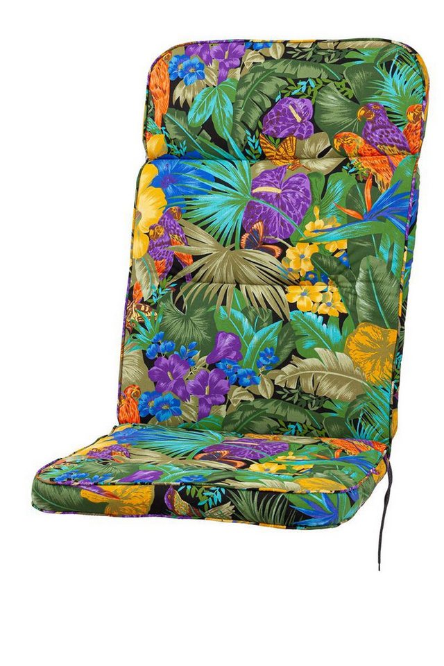 KETTtex Hochlehnerauflage Hochlehner Kreta 8194 extrahoch Papagei 123x50x9 cm KETTtex, (1 St), Halteband verstellbar mit Bindebändern von KETTtex
