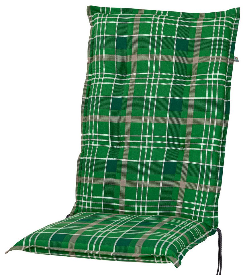 KETTtex Hochlehnerauflage Hochlehner Milano 2395 grün-braun kariert 120x49x6 cm KETTtex, (1 St), Halteband verstellbar mit Bindebändern von KETTtex