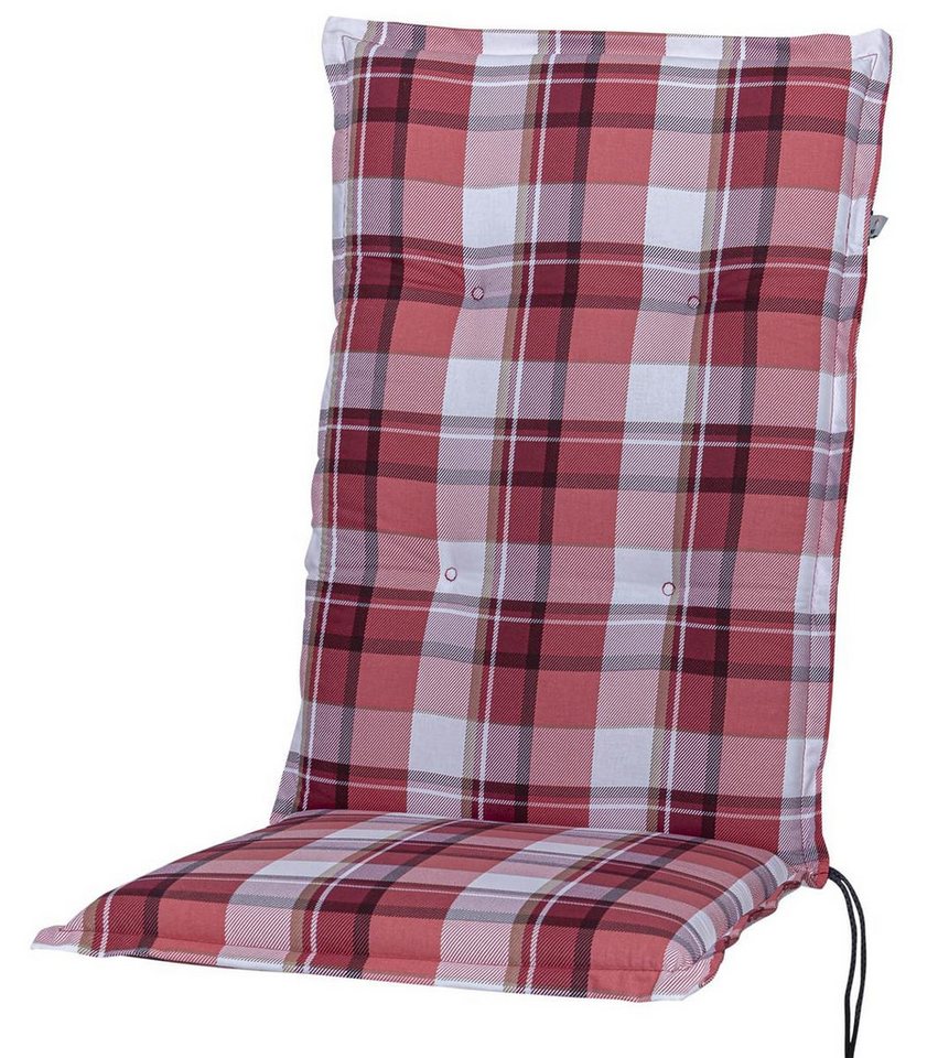 KETTtex Hochlehnerauflage Hochlehner Milano 2396 rot-weiß kariert 120x49x6 cm KETTtex, (1 St), Halteband verstellbar mit Bindebändern von KETTtex