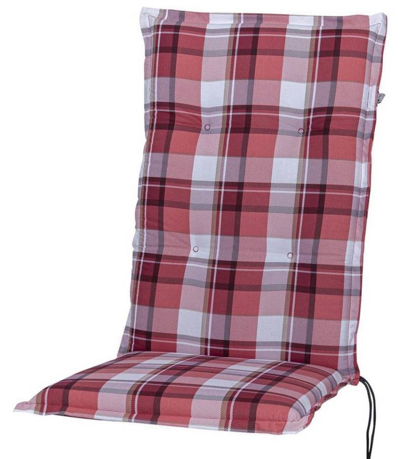 KETTtex Hochlehnerauflage Hochlehner Milano 2396 rot-weiß kariert 120x49x6 cm KETTtex, (1 St), Halteband verstellbar mit Bindebändern von KETTtex