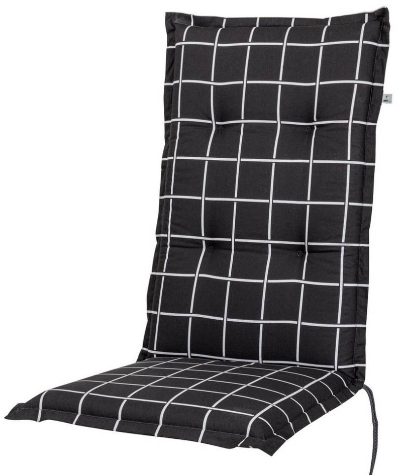 KETTtex Hochlehnerauflage Hochlehner Milano 2398 anthrazit-grau kariert120x49x6 cm KETTtex, (1 St), Halteband verstellbar mit Bindebändern von KETTtex