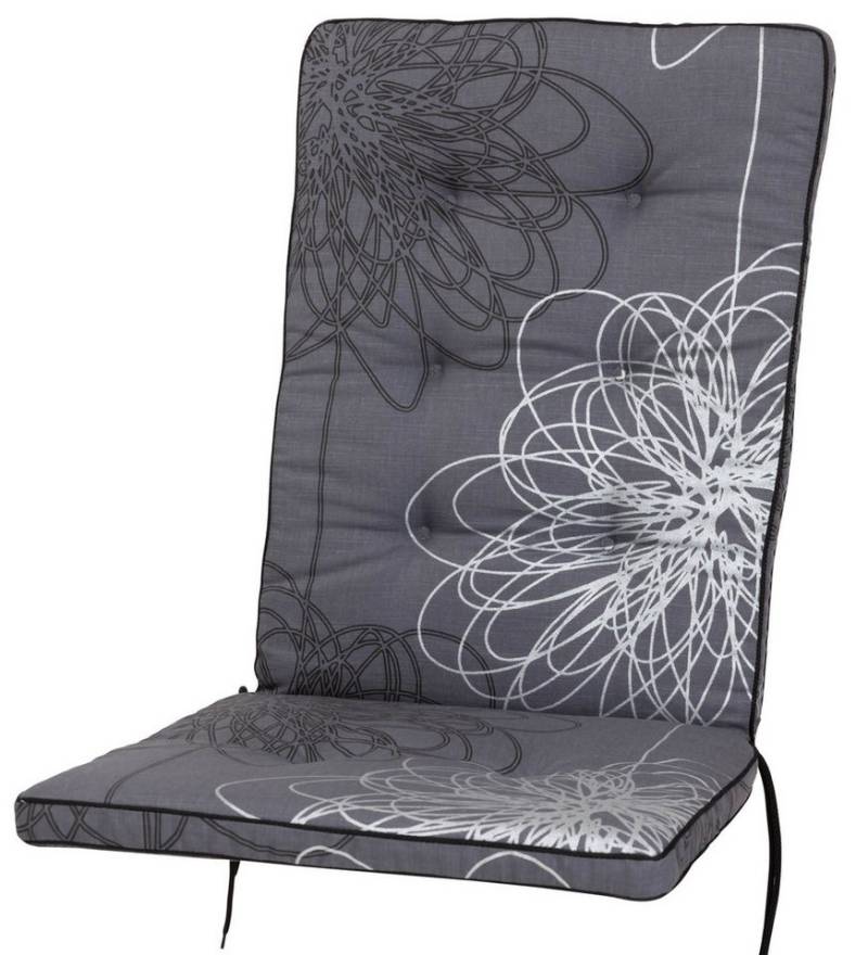 KETTtex Hochlehnerauflage für Royal Garden MWH Hochlehner Excelsior 0519 grau-silber gemustert, (1 St), mit Bindebändern von KETTtex