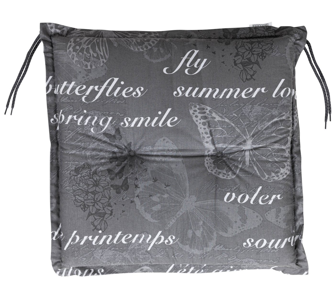 KETTtex Hockerauflage Hocker Bali 2385 grau Schmetterlinge 50x50x7 cm KETTtex von KETTtex