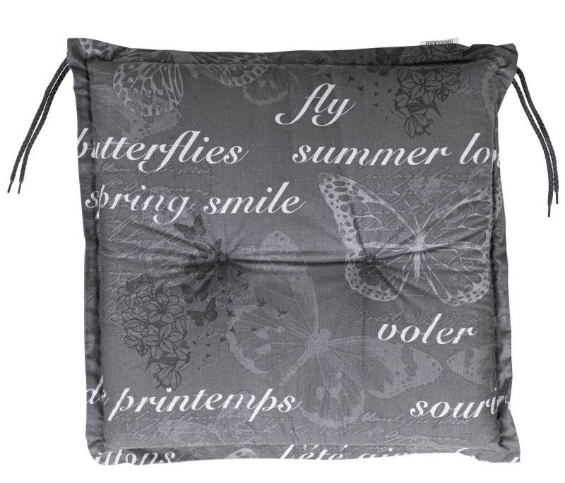 KETTtex Hockerauflage Hocker Bali 2385 grau Schmetterlinge 50x50x7 cm KETTtex von KETTtex
