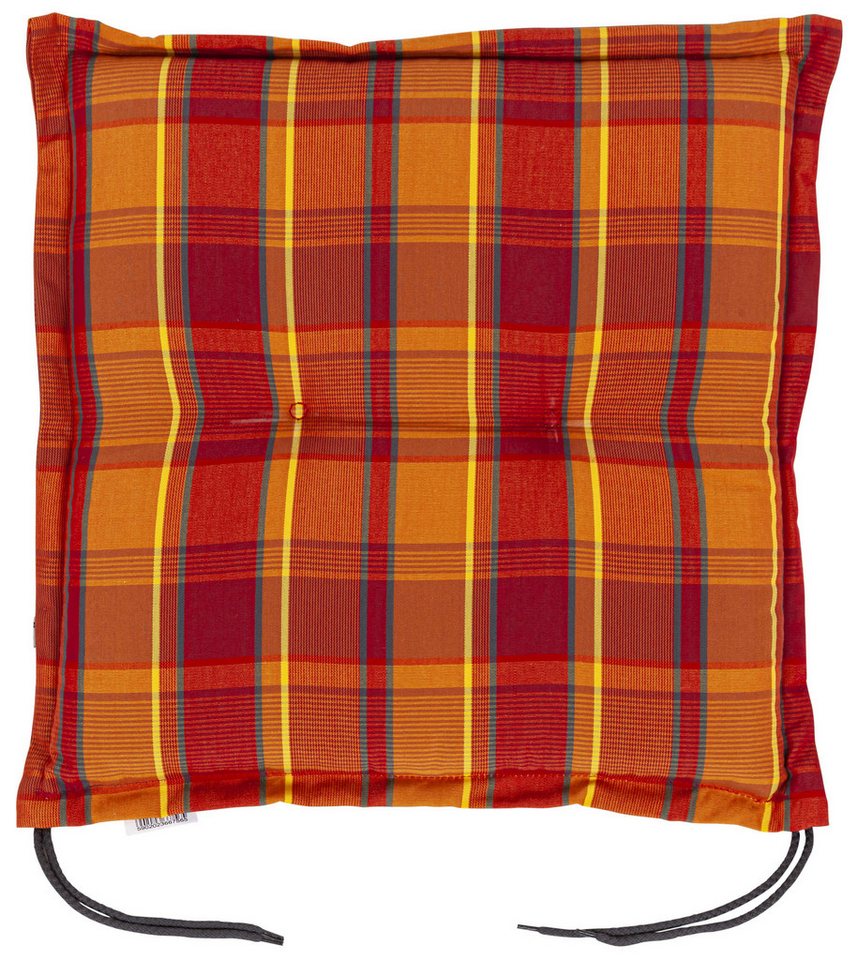 KETTtex Hockerauflage Hocker Florence/Bali 2136 50x50x6 cm orange-rot kariert KETTtex von KETTtex