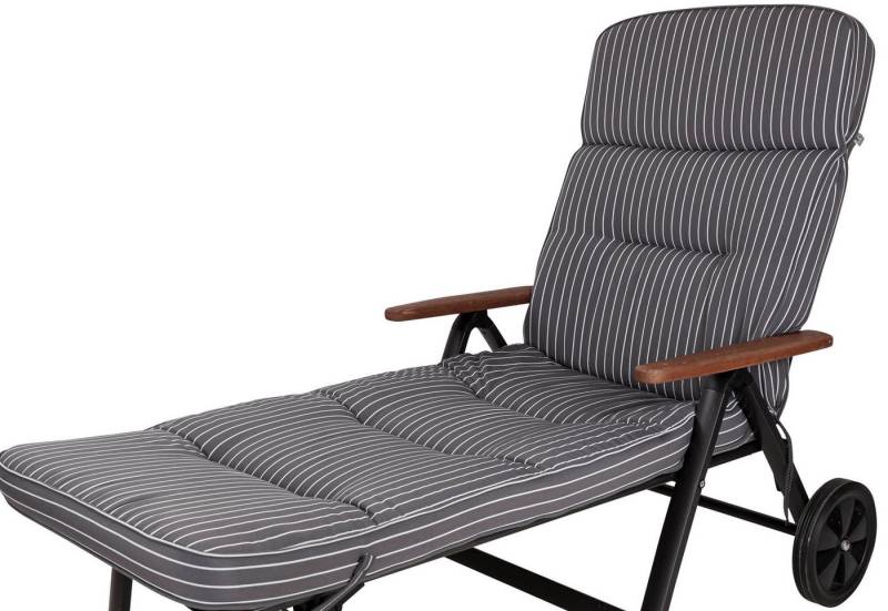 KETTtex Liegenauflage Rollliege Alicante 0709 extrabreit grau-weiß gestreift 200x65x9 cm, (1 St), Halteband verstellbar mit Bindebändern Klettband von KETTtex