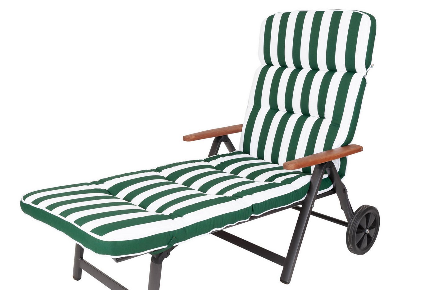 KETTtex Liegenauflage Rollliege Alicante 2154 extrabreit grün-weiß Blockstreifen 200x65x9 cm, (1 St), Halteband verstellbar mit Bindebändern Klettband von KETTtex