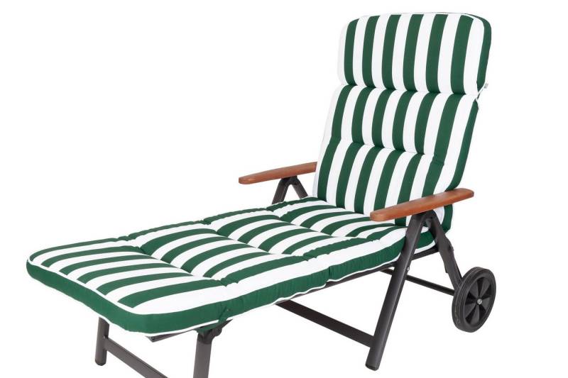 KETTtex Liegenauflage Rollliege Alicante 2154 extrabreit grün-weiß Blockstreifen 200x65x9 cm, (1 St), Halteband verstellbar mit Bindebändern Klettband von KETTtex