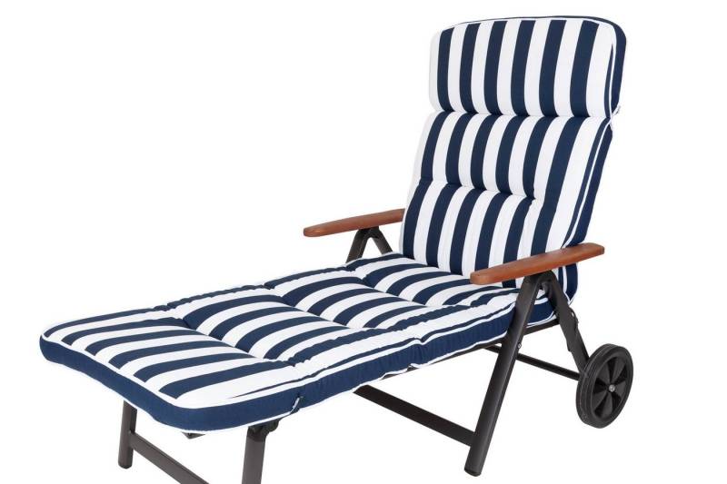KETTtex Liegenauflage Rollliege Alicante 2155 extrabreit blau-weiß Blockstreifen 200x65x9 cm, (1 St), Halteband verstellbar mit Bindebändern Klettband von KETTtex