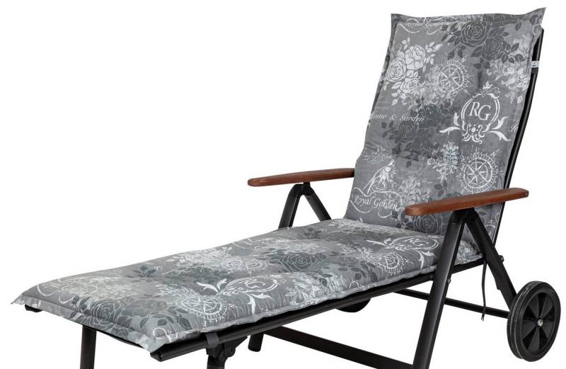 KETTtex Liegenauflage Rollliege Bali 2384 grau Rosen Royal Garden 193x60x8 cm KETTtex, (1 St), Halteband verstellbar mit Bindebändern Klettband von KETTtex