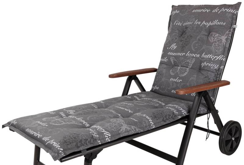 KETTtex Liegenauflage Rollliege Bali 2385 grau Schmetterlinge 193x60x8 cm KETTtex, (1 St), Halteband verstellbar mit Bindebändern Klettband von KETTtex