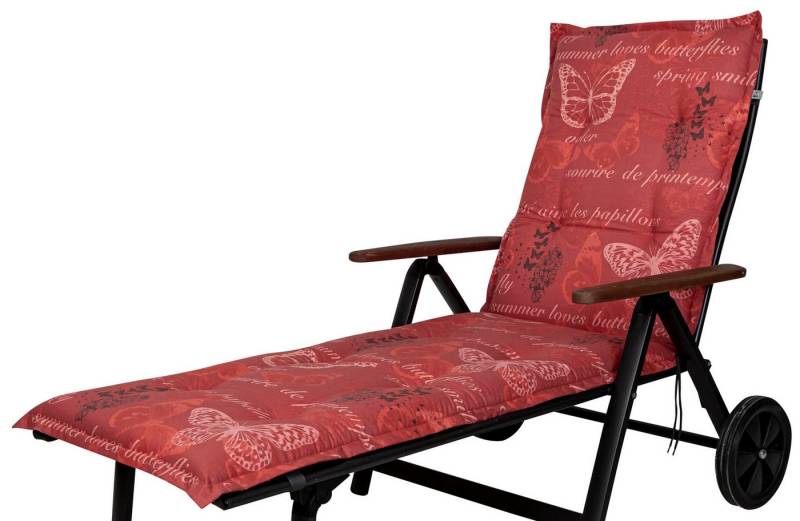 KETTtex Liegenauflage Rollliege Bali 2386 rot Schmetterlinge 193x60x8 cm KETTtex, (1 St), Halteband verstellbar mit Bindebändern Klettband von KETTtex