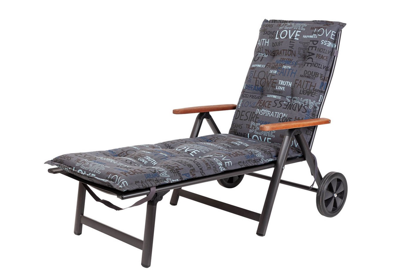 KETTtex Liegenauflage Rollliege Florence 0575 anthrazit Schrift 192x60x8 cm KETTtex, (1 St), Halteband verstellbar mit Bindebändern Halteband verstellbar von KETTtex