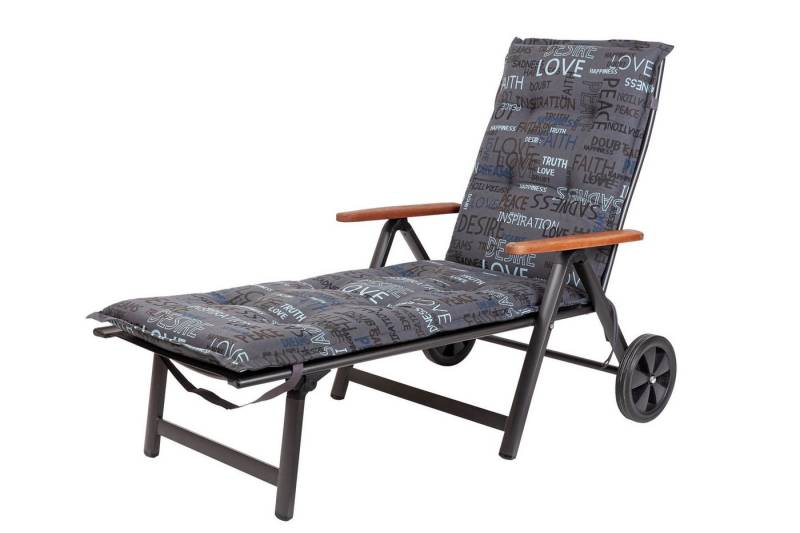 KETTtex Liegenauflage Rollliege Florence 0575 anthrazit Schrift 192x60x8 cm KETTtex, (1 St), Halteband verstellbar mit Bindebändern Halteband verstellbar von KETTtex