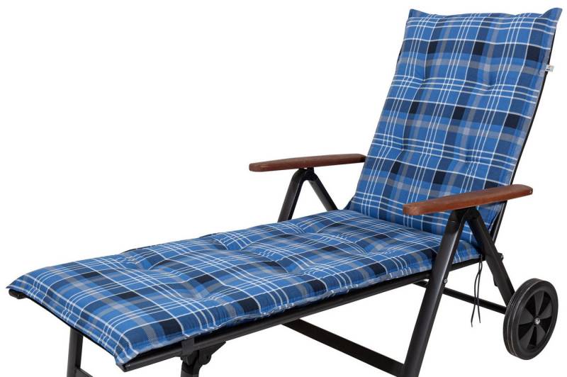 KETTtex Liegenauflage Rollliege Milano 2394 blau-grau kariert 190x60x6 cm KETTtex, (1 St), Halteband verstellbar mit Bindebändern Klettband von KETTtex