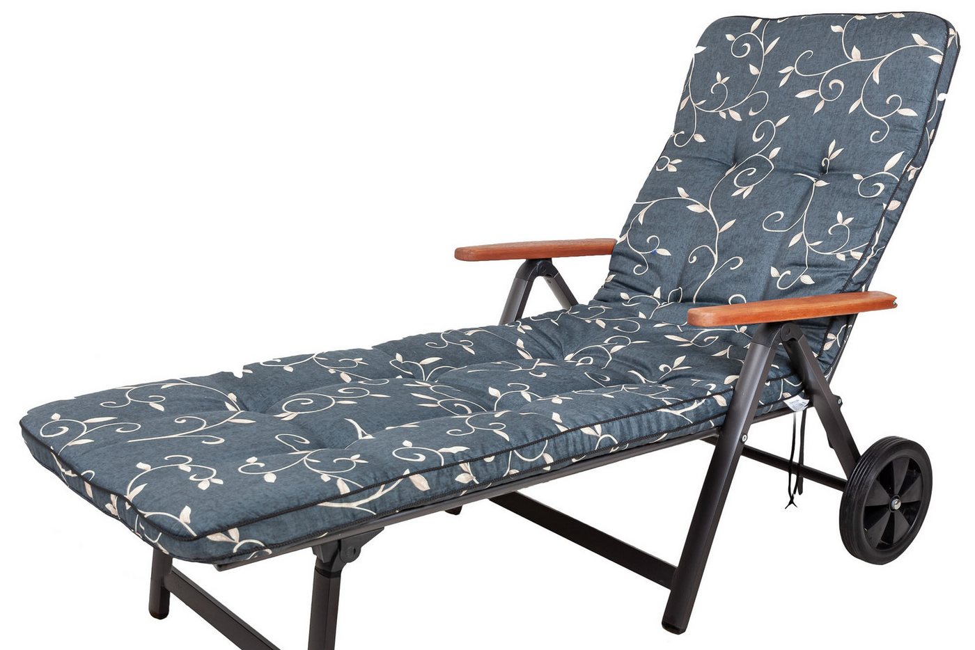 KETTtex Liegenauflage f. Royal Garden MWH Rollliege Excelsior 2223 Ranke anthrazit 197x63x6, (1 St), Klettband mit Bindebändern von KETTtex