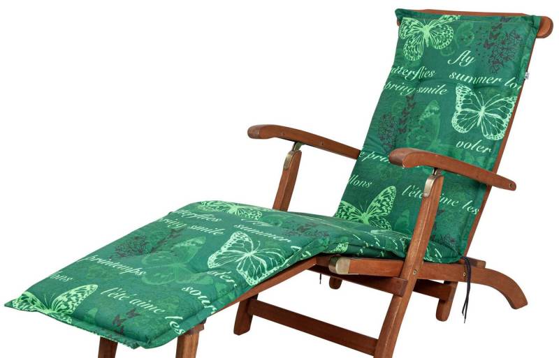 KETTtex Polsterauflage Deckchair Bali 2387 grün Schmetterlinge 190x49x6 cm KETTtex, (1 St), Halteband verstellbar mit Bindebändern Halteband verstellbar von KETTtex