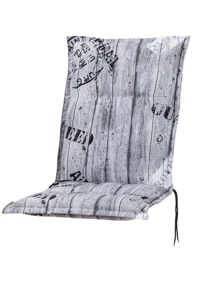 KETTtex Polsterauflage Mittellehner Florence 0778 grau Schrift Stempel 110x50x8 cm KETTtex, (1 St), Halteband verstellbar mit Bindebändern von KETTtex