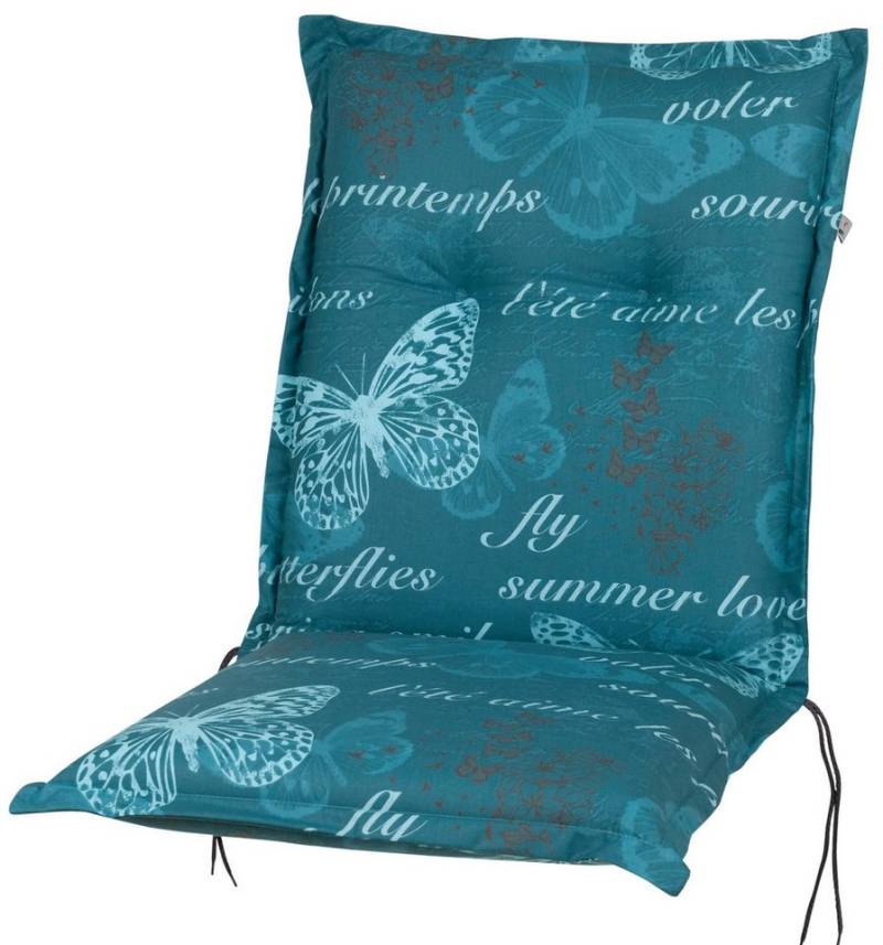 KETTtex Sesselauflage Niederlehner Bali extra 2388 blau/petrol Schmetterlinge 105x50x8 cm von KETTtex
