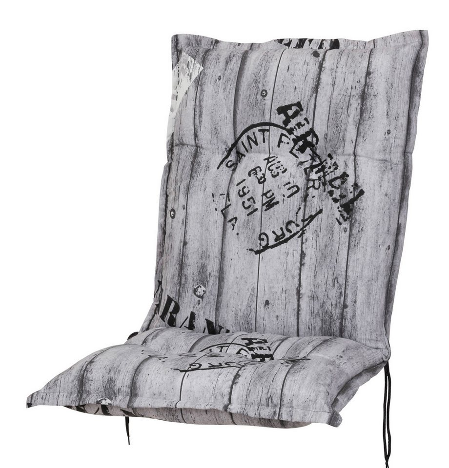 KETTtex Polsterauflage Niederlehner Rom 0778 grau Schrift Stempel 103x50x9 cm KETTtex, (1 St), Halteband verstellbar mit Bindebändern von KETTtex