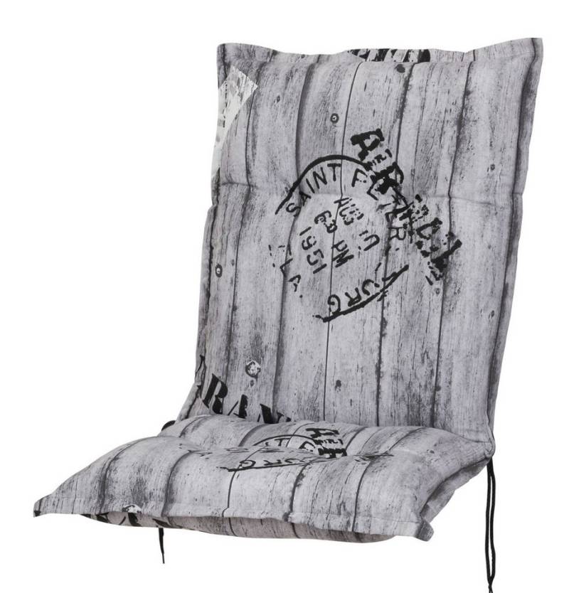 KETTtex Polsterauflage Niederlehner Rom 0778 grau Schrift Stempel 103x50x9 cm KETTtex, (1 St), Halteband verstellbar mit Bindebändern von KETTtex