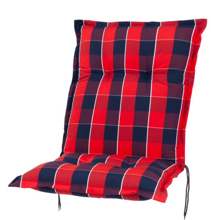 KETTtex Polsterauflage Niederlehner Rom 0851 rot-blau kariert 103x50x9 cm KETTtex, (1 St), Halteband verstellbar mit Bindebändern von KETTtex