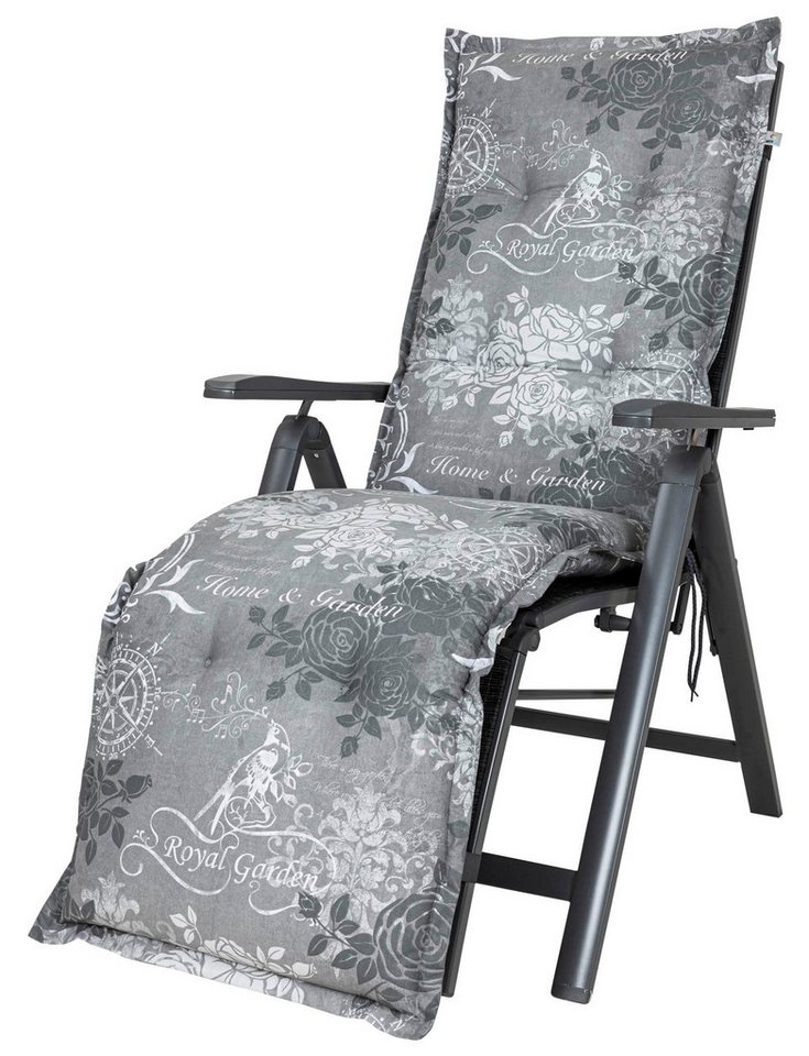KETTtex Sesselauflage Relaxliege Bali 2384 grau Rosen Royal Garden 170x49x8 cm KETTtex von KETTtex