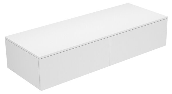 Keuco Edition 400 Sideboard 31765, 2 Auszüge, 1400 x 289 x 535 mm, Korpus/Front: Weiß Hochglanz Lack / Cashmere Glas glanz von KEUCO GmbH & Co. KG