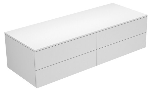 Keuco Edition 400 Sideboard 31766, 4 Auszüge,1400 x 382 x 535 mm, Korpus/Front: Weiß Hochglanz Lack / Weiß Glas glanz von KEUCO GmbH & Co. KG