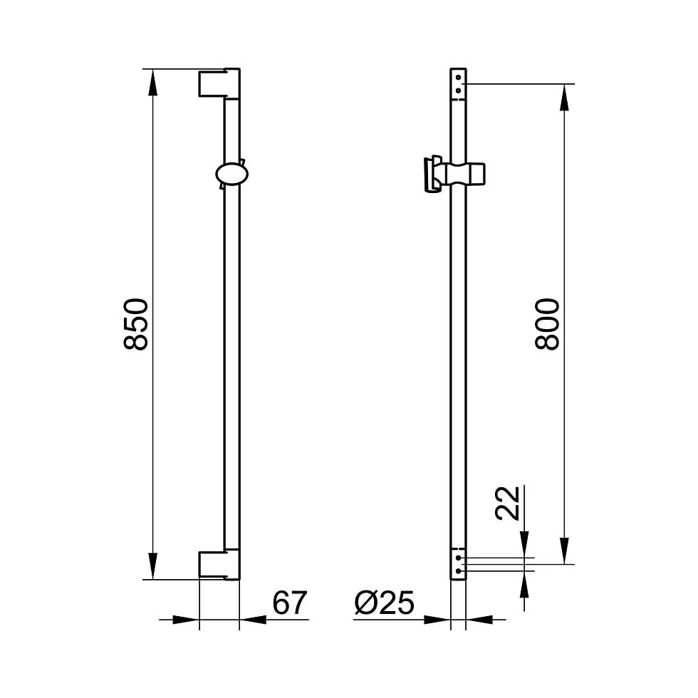 KEUCO Brausestange Plan 54985, mit Brauseschieber, verchromt, 800 mm 54985010800 von KEUCO