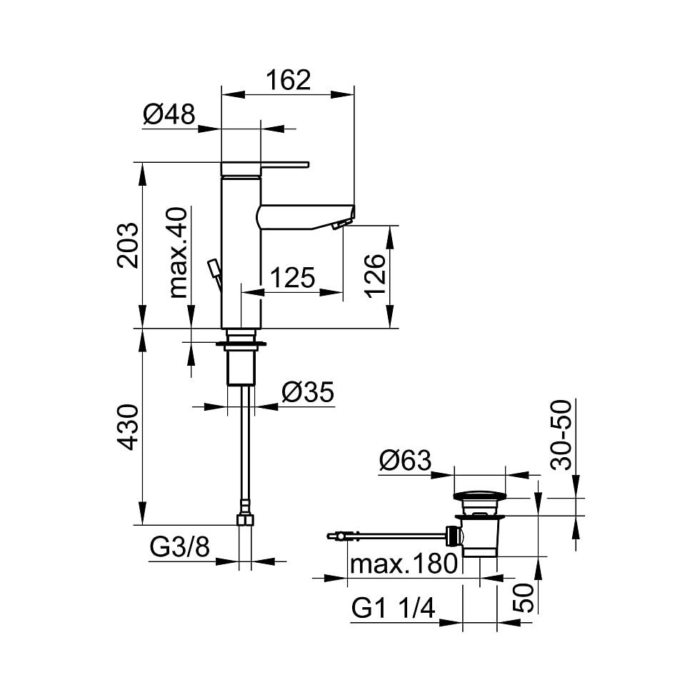 KEUCO Einhebel-Waschtisch-Mischer Plan blue 53902, groß, m.Ablaufgarnitur, verchromt 53902010002 von KEUCO